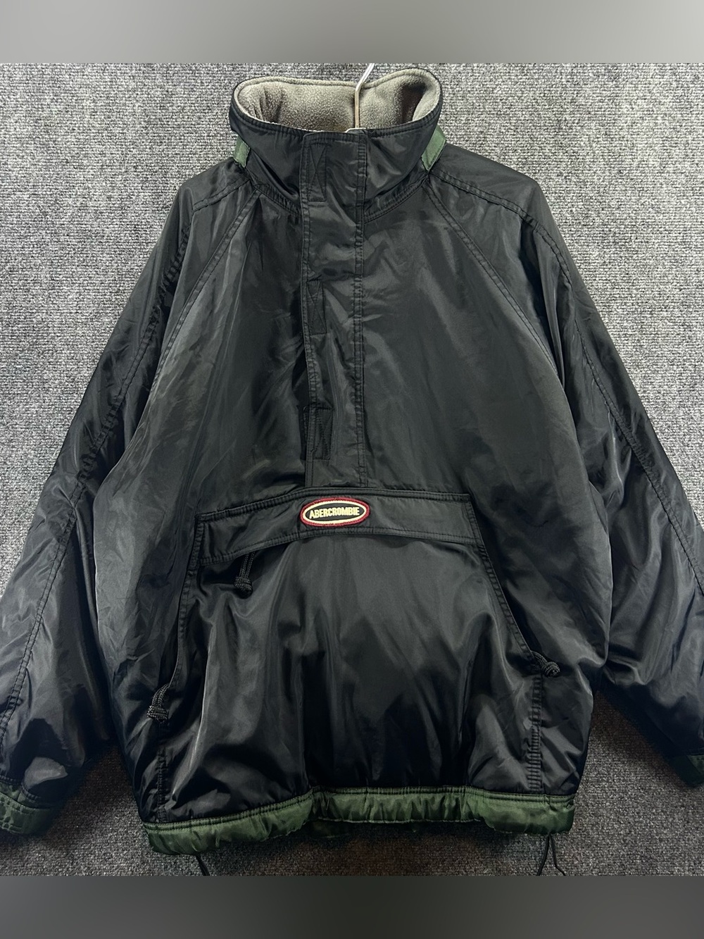 Abercrombie Performance Jacket Mens M Black Hooded Half Zip Windbreaker A-Tech
